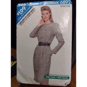 Vintage‎ See & Sew by Butterick Pattern 6892 Misses'/Misses' Petite Dress (1988)